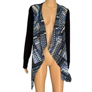 Saks Fifth Avenue BLACK Label Open Drape Front iKat Duster Cardigan Jacket Small